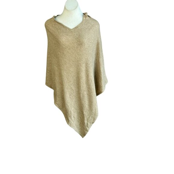 Tan Camel Cashmere Cape Shrug Poncho One Size Made in Nepal - Picture 2 of 5